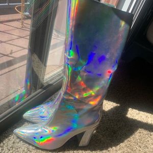 Current Mood knee high Holographic Gogo Boots